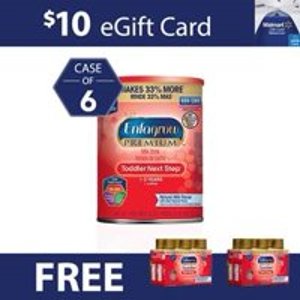 FREE $10 Walmart eGift Card and 12 Ready-to-Use Bottles when you Purchase 6 Cans of Enfagrow Premium Toddler Next Step 32 oz Formula