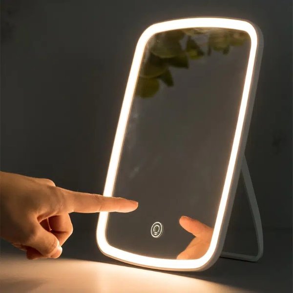 Makeup Mirror With Led Lighted Touch Screen Usb Rechargeable Portable Vanity Mirror 3 Color Lighting Modes Adjustable Rotation Best Gift For Women - Beauty & Personal Care - Temu