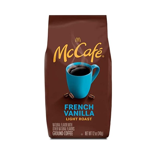 McCafe French Vanilla, Flavored Light Roast Ground Coffee, 12 oz Bag