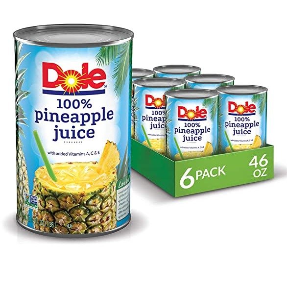 100% Juice, Pineapple, 46 Ounce Cans (Pack of 6)