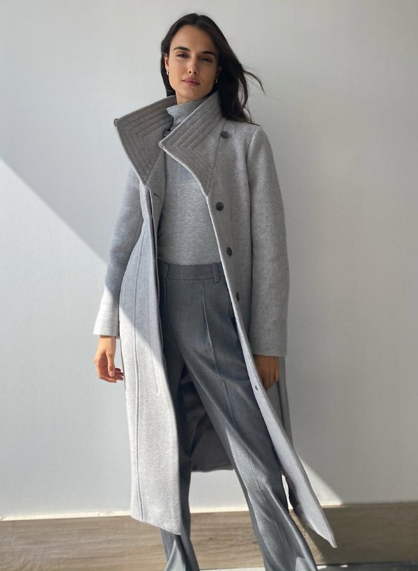 the connor coat long Long, belted wool coat