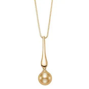 Golden South Sea Cultured 8-9mm Pearl 14kt Yellow Gold Pendant