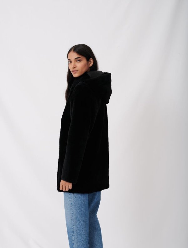 119GATINA Hooded reversible shearling coat