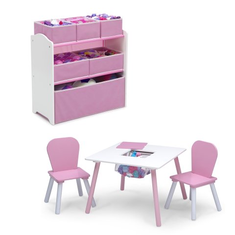 Delta Children4-Piece Toddler Playroom Set, Pink/White