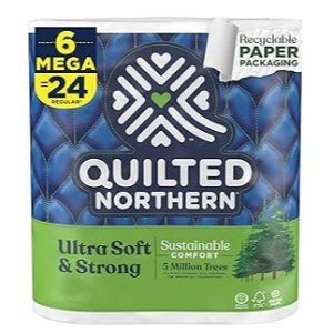 Quilted Northern Ultra Soft & Strong Toilet 6 Mega Rolls = 24 Regular Rolls White