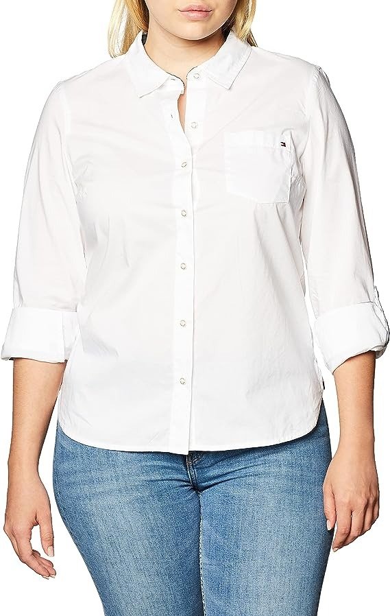 Button Collared Long Shirts for Women with Adjustable Sleeves