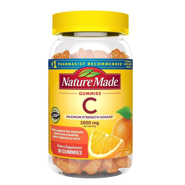 Maximum Strength Dosage Vitamin C 1000mg per Serving, Immune Support Vitamin C Gummies for Adults, 80 Vitamin C Gummies, 20 Day Supply