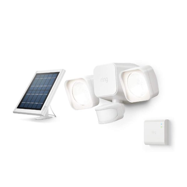 Solar Floodlight, Outdoor Motion-Sensor Security Light, White (Starter Kit)