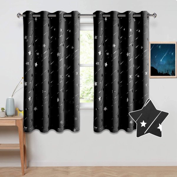 DWCN Bedroom Children's Room Starry Sky Blackout Curtains