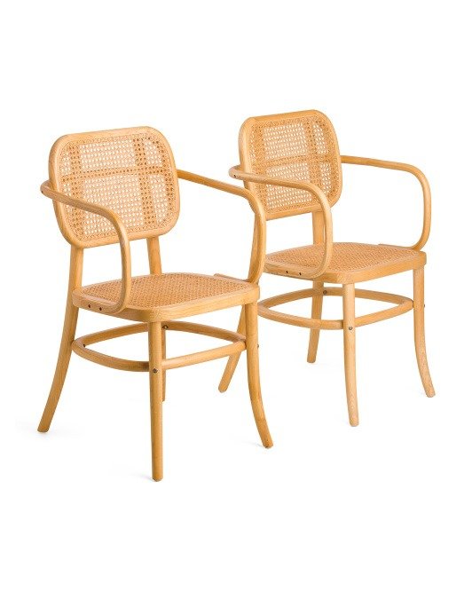Set Of 2 Elodie Cane Dining Chairs