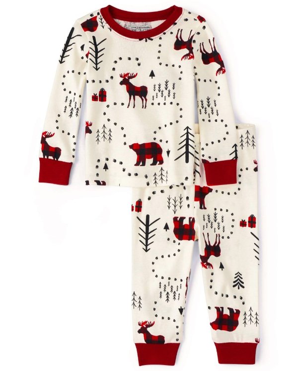 Unisex Baby And Toddler Matching Family Christmas Long Sleeve Winter Forest Snug Fit Cotton Pajamas