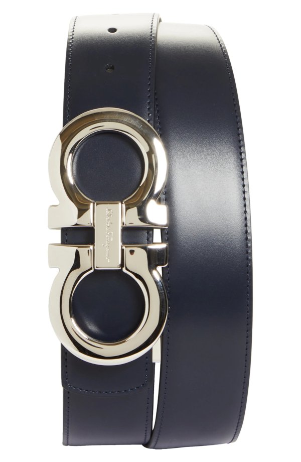 Reversible Double Gancio Leather Belt