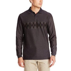 Haggar Men's Long Sleeve Double Jacquard Knit Shirt