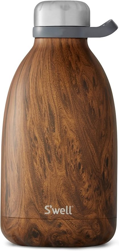 S'well Stainless Steel Roamer Bottle - 64 Fl Oz - Teakwood - Triple-Layered Vacuum-Insulated Containers Keeps Drinks Cold for 81 Hours and Hot for 29 - with No Condensation - BPA Free Water Bottle