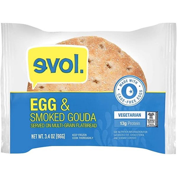 EVOL鸡蛋和烟熏Gouda早餐三明治，3.4盎司