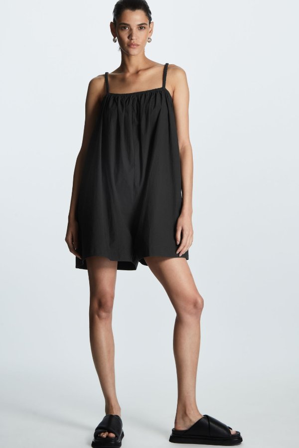 GATHERED STRAPPY ROMPER - BLACK - Jumpsuits - COS
