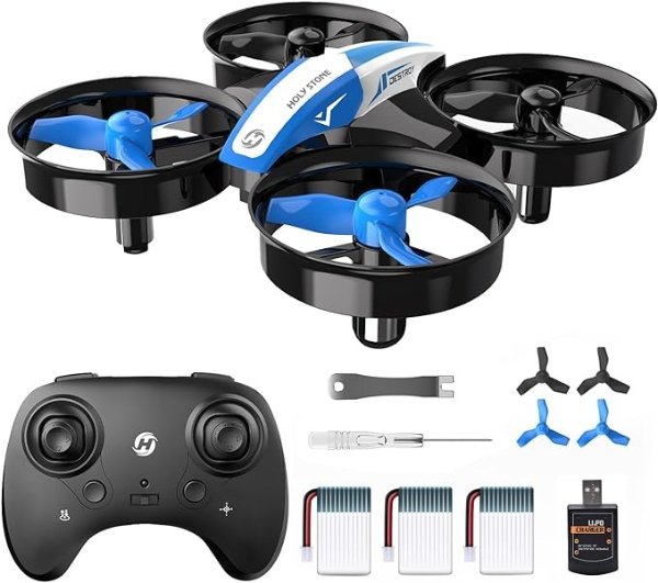 Mini Drone for Kids and Beginners RC Nano Quadcopter Indoor Small Helicopter Plane with Auto Hovering, 3D Flip, Headless Mode and 3 Batteries, Great Gift Toy for Boys and Girls, Blue