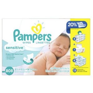 帮宝适Pampers Sensitive 低敏感性婴儿湿巾, 808抽