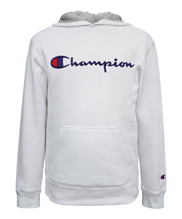 White Embroidered Logo Signature Hoodie - Boys