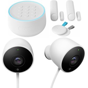 Google Nest Secure Alarm System H1500ES + 2 Pack Nest Cam Outdoor Security Camera Bundle
