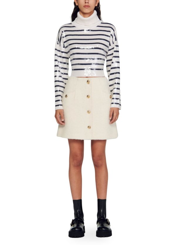 Short bouclA© fabric skirt