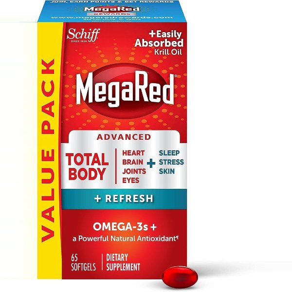 Omega-3 Blend Total Body + Refresh 500mg Softgels, 65 Count