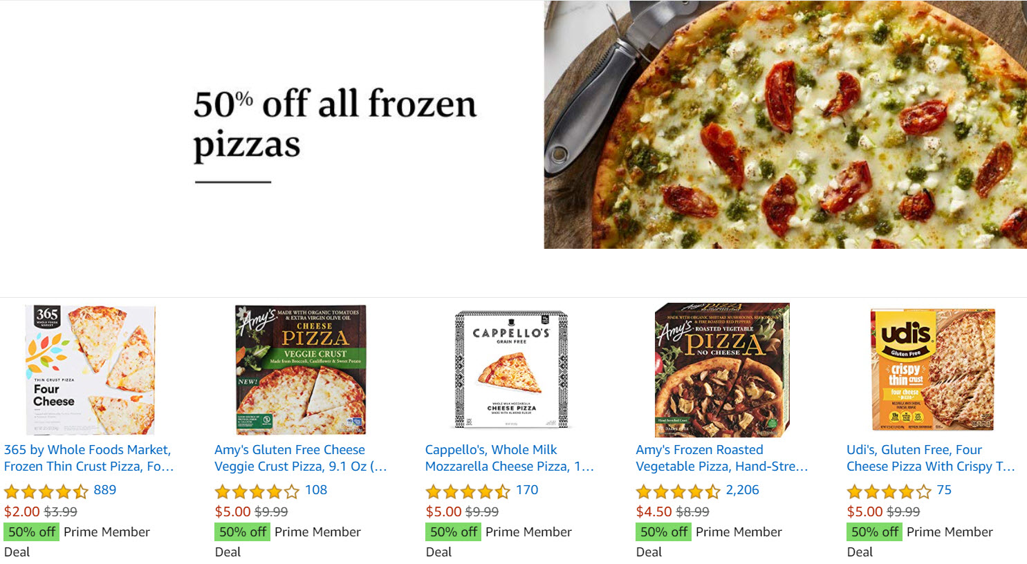 Whole Foods 出示Amazon Prime會員 Pizza 半價