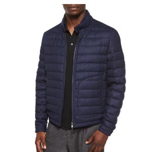 Moncler Delabost Quilted Bomber Jacket, Blue @ Neiman Marcus