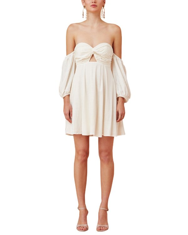 Wistful Linen-Blend Mini Dress