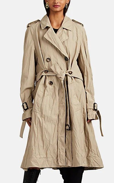 Crinkled Double-Breasted Trench Coat Crinkled Double-Breasted Trench Coat