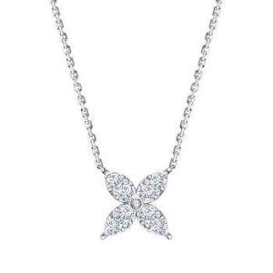 New Arrivals: 0.50 ctw VS2 Clarity, I Color Diamond 14kt White Gold Flower Necklace Hot Pick