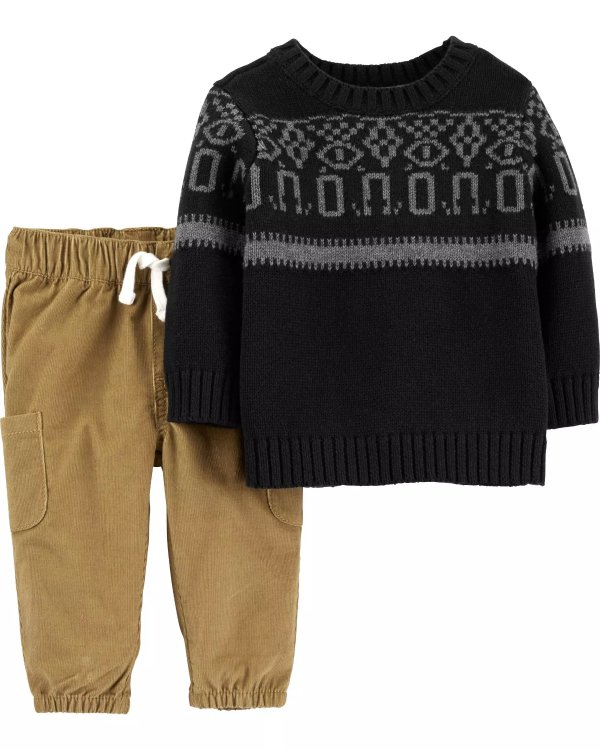 2-Piece Knit Sweater & Corduroy Pant Set2-Piece Knit Sweater & Corduroy Pant Set