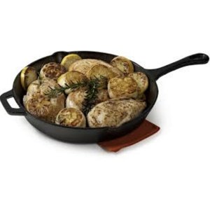 Essential Home Cast Iron 12in Skillet with Helper Handle