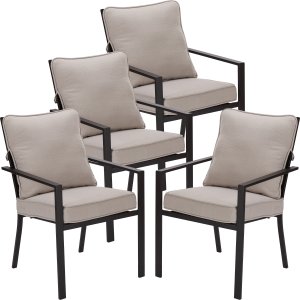 Mainstays Richmond Hills Patio Dining Chairs with Gray Cushions, Set of 4