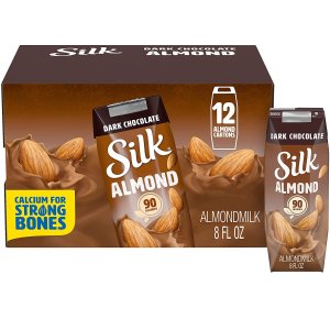Silk Shelf-Stable Almond Milk Singles, Dark Chocolate 8oz. (Pack of 12)