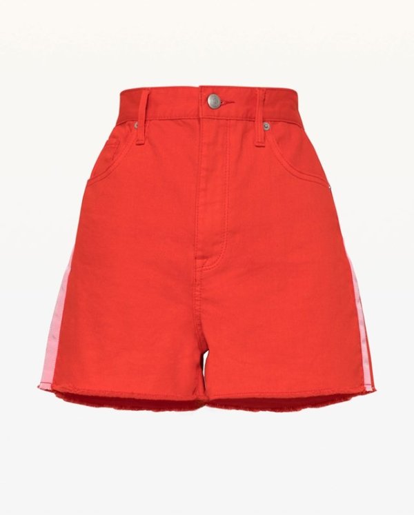 Side Stripe Red Denim 短裤