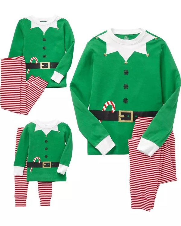 Family Matching Holiday Elf Pajamas
