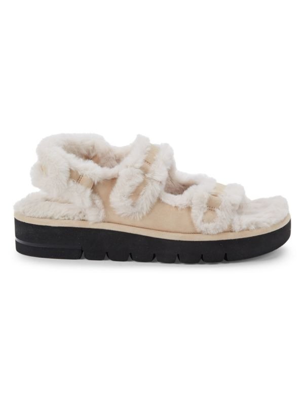 Zoe Suede & Faux Fur Platform Sandals