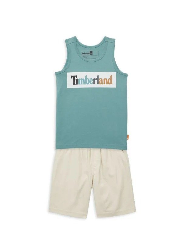Boy's 2-Piece Logo Graphic Muscle Tee & Shorts Set