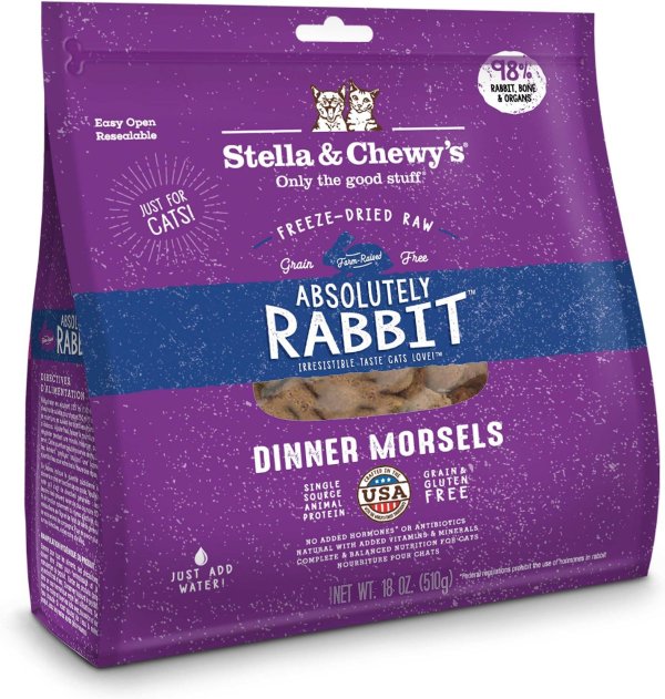 Absolutely Rabbit Dinner Morsels Freeze-Dried Raw Cat Food, 8-oz bag - Chewy.com