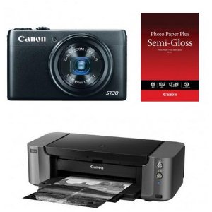 Canon PowerShot S120 12.1 MP Digital Camera with PIXMA PRO-10 Inkjet Photo Printer & 13x19 Pack of Photo Paper
