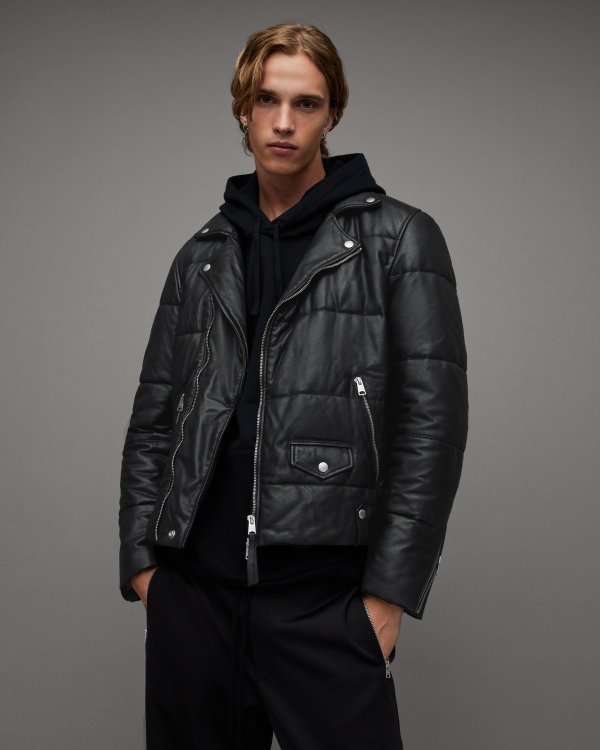 Ryder Quilted Puffer Leather Biker Jacket