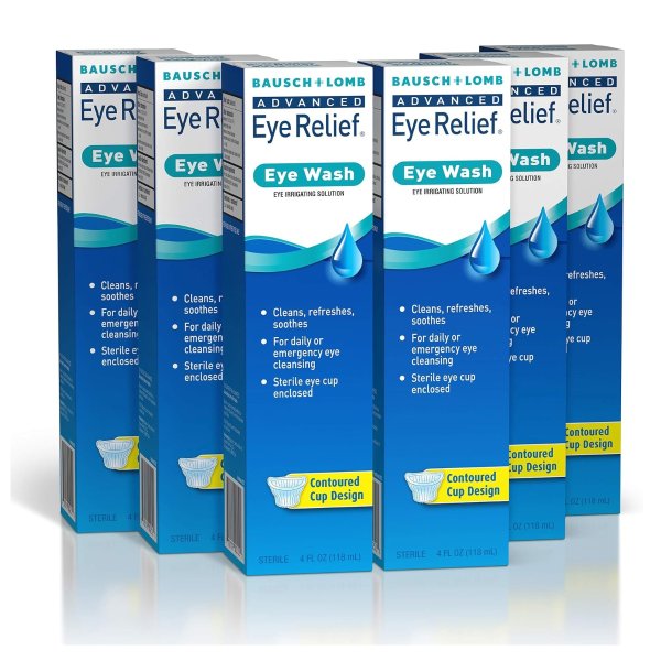 Bausch & Lomb Eye Wash Relief Solution that Cleans, Refreshes, and Soothes, 4 Fl Oz, (Pack of 6)