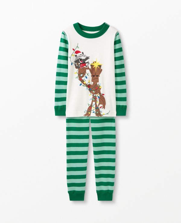 Marvel Groot Long John Pajamas In Organic Cotton