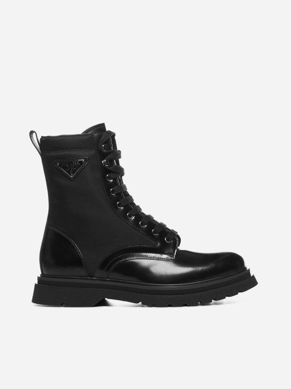Leather and nylon combat boots
