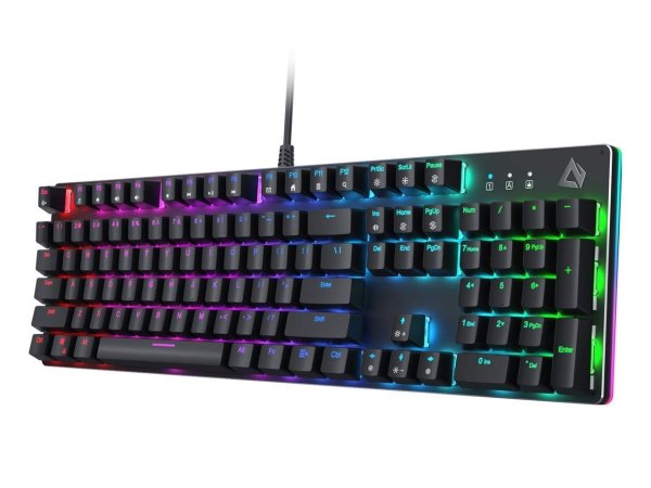KM-G12 Mechanical Gaming Keyboard with Customizable RGB Backlight, Tactile & Clicky Blue Switches, 104-Key Anti-Ghosting Wired Keyboard with Surround Lighting, Steel Body for PC and Laptop - Newegg.com
