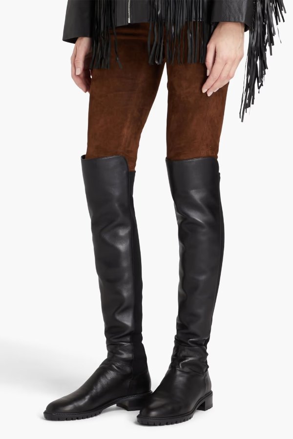 Keelan leather and neoprene over-the-knee boots