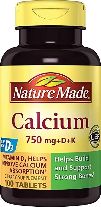 Calcium (Carbonate) 750 mg w. Vitamin D3 500 IU & Vitamin K 40 mcg Tablets 100 Ct