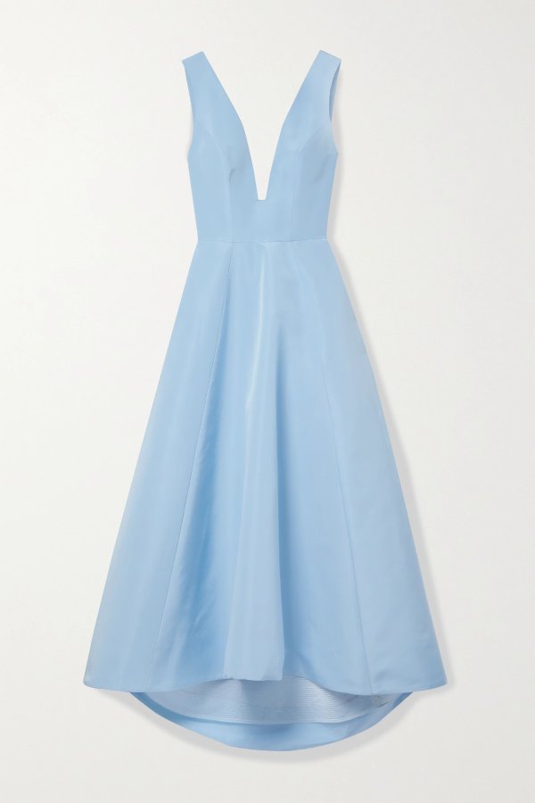 Tulle-trimmed silk-taffeta gown