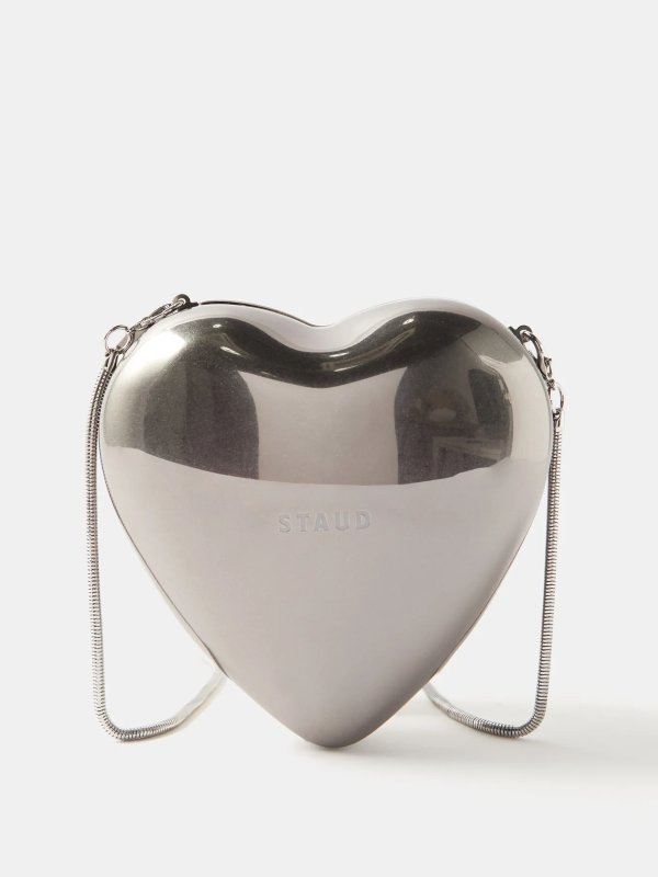 Heart metal clutch bag